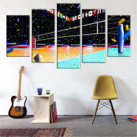 Painting Posters Modern Wall Artwork Pictures 5 Panel Volleyball Match Hall Home Decoration Framework Living Room HD Printed