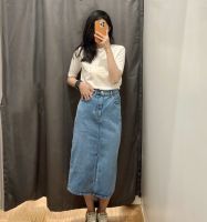 Uniqlo Sanlitun produced denim skirt 2022 autumn new narrow body skirt washed products womens skirt 452490