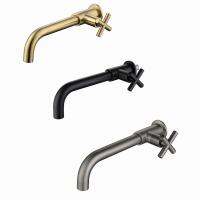 Brushed Gold Or Gunmetal  Gray Out Door Garden Wash Faucet Wall Mount Sink Cold Water Tap Solid Brass Bathroom Hardware