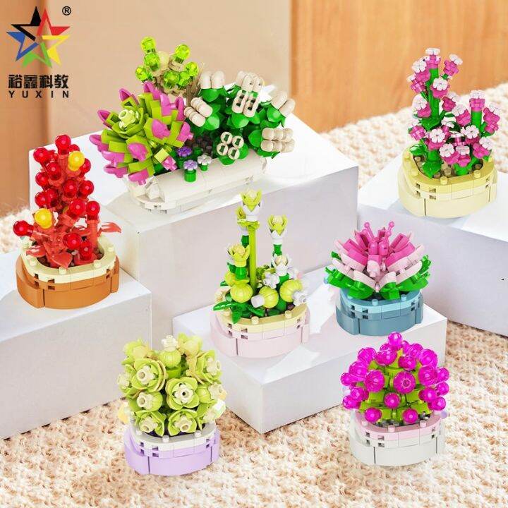 flower-bouquet-succulents-building-block-set-bosai-brick-mini-potted-plant-decor-model-ornaments-toy-for-children-girl-xmas-gift