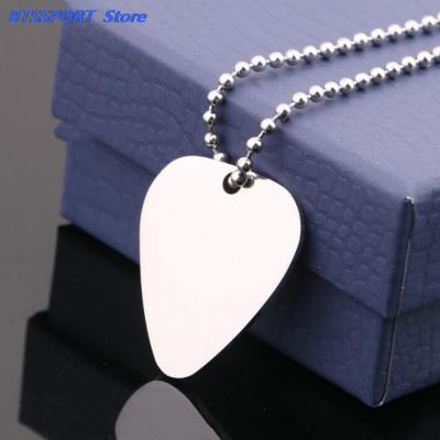 1Pcs Guitar Picks Stainless Steel Glossy With Necklace Guitar Picks Pendant Strips Chain Necklaces Jewelry Picks Guitar Bass Accessories