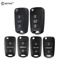 KEYYOU For Hyundai I20 I30 IX35 I35 Accent Solaris Avante Elantra Verma 3 Button Flip Remote Auto Car Key Shell Blanks