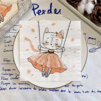 ஐ☋☊ 20Pcs/Pack Cute Skirted Cat Decoupage Paper Napkins Lovely Cartoon Napkin Paper Tissue for G irls Birthday Party Supplies