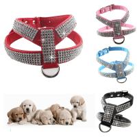 Large Sizes PU Leather Rhinestones Dog Harness Safety Comfortable Dress Up Pet Harness Collar Small Medium Large Dog Supplies Collars