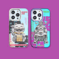 แบรนด์ยอดนิยมสำหรับ IPhone 15 14 13 12 11 Pro Max เคสโทรศัพท์มีลายแมวเงินสำหรับผู้สูงอายุ