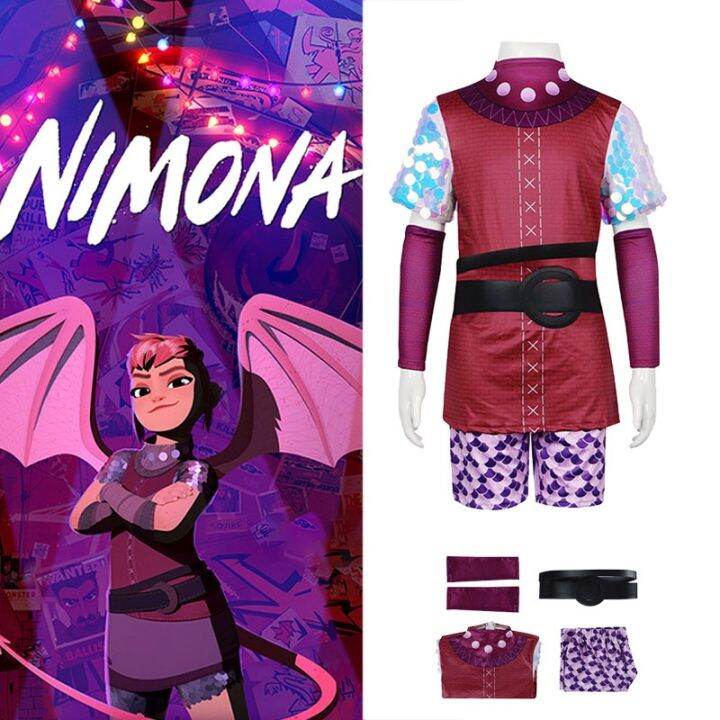 Movie Nimona Cosplay Costume Kid Girl Set Clothing Uniform Halloween ...