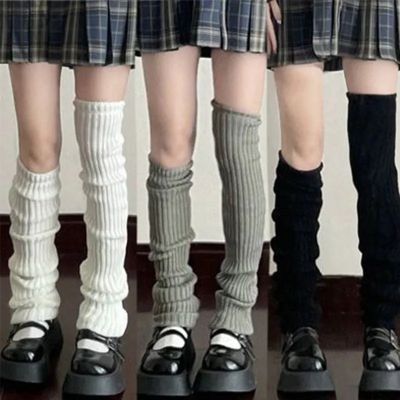 Y2K ถุงเท้ายาวของผู้หญิงสำหรับ,ถุงเท้ายาว65ซม. ถุงเท้าแบบถักอบอุ่นให้ความอบอุ่นยาวสไตล์มหาลัย JK