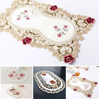 บ้านโต๊ะรับประทานอาหารเสื่อสถานที่วินเทจปักลูกไม้ผ้า Placemat 30x45เซนติเมตรดอกไม้รูปไข่ผ้าปูโต๊ะ Placemat บ้านผ้าปูโต๊ะ