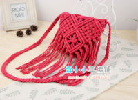 Fashion Womens Handbag Straw Shoulder Bag For Ladies White Handmade Cotton Rope Hollow Out Woven Tassel Bag Trend