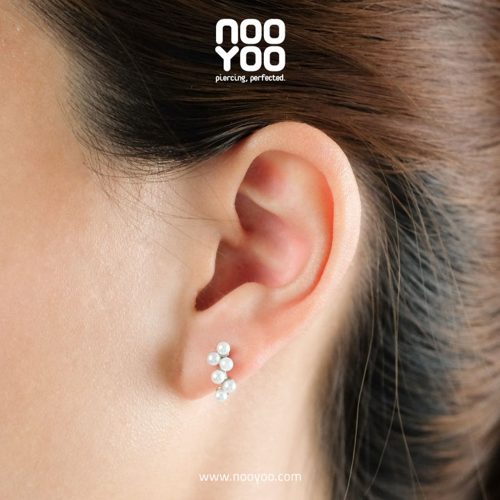 nooyoo-ต่างหูสำหรับผิวแพ้ง่าย-pearl-bouquet-surgical-steel