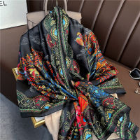 Fashion Shawl Ladies Beach Headband Long Soft Scarves Chiffon Wrap Retro Print Silk Scarf Women Simulation Pashmina Bandana