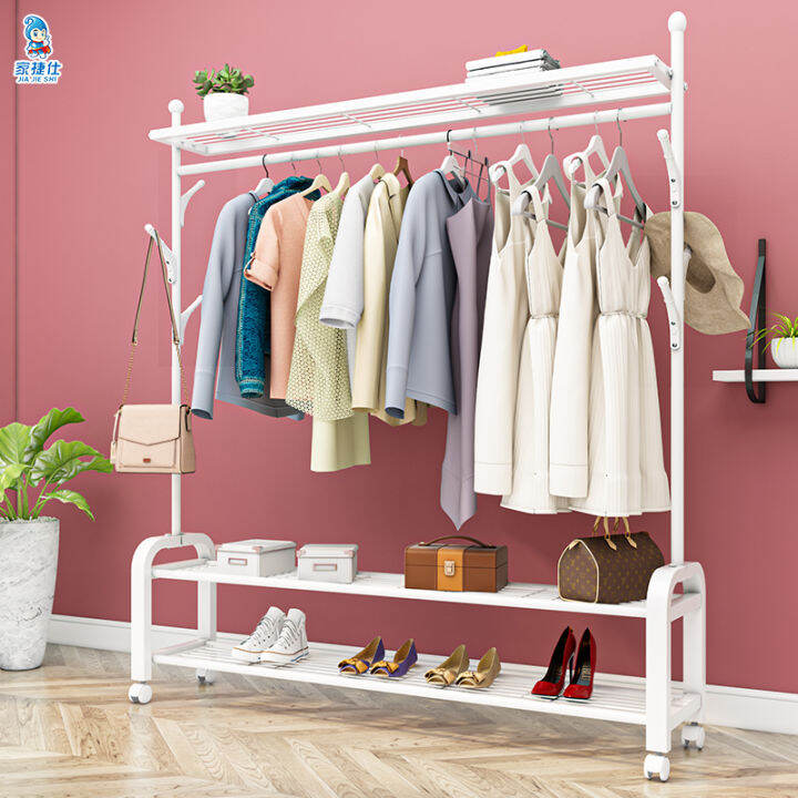Household clothes rack floor folding clothes rack in the bedroom single