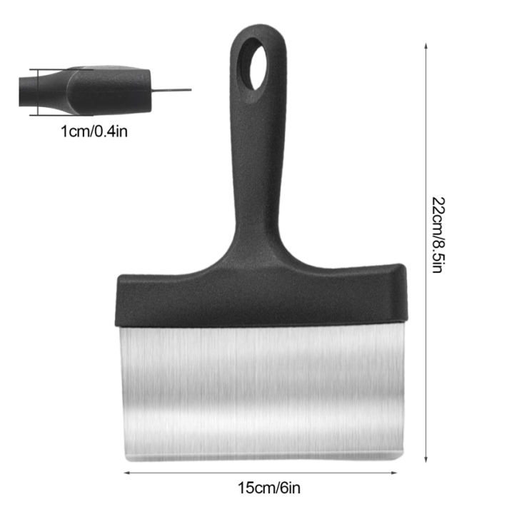 แผ่นสแตนเลสสตีลย่างสำหรับงานหนักที่มีด้ามจับ12-7ซม-เครื่องมือขูดอาหารที่แข็งแรงอุปกรณ์ย่างแบล็กสโตนเครื่องมือหมุนบาร์บีคิวกลางแจ้ง