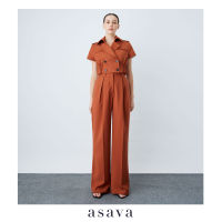 [asava ss22] asava High-Rise Straight Pants กางเกงผู้หญิง อาซาว่า ขายาว เอวสูง แต่งจีบหน้า