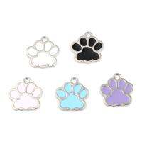 20PCs Animal Series Zinc Based Alloy Charms Pendant For Jewelry Making Paw Claw Silver Color Purple Enamel 17mm x 16mm