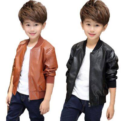 2023 New Boys Fashion Leather Jackets Spring Autumn Teens Long Sleeve Pu Coats Kids Clothes For 2-14 Years Boy Leather Outerwear