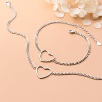 MIQIAO 925 Sterling Silver Leg Bracelet Ankle Women Body Chain Summer Accessories Simple Hollow Love Female Heart Foot Ornament