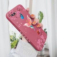 เคส PMP สำหรับ OPPO A12 A12E OPPO เคสโทรศัพท์ผีเสื้อสีสันสดใสรูป A12S พีชบานเคสป้องกันกล้องคลุมทั้งหมดปลอกซิลิโคนน้ำรูปแบบขอบสี่เหลี่ยม