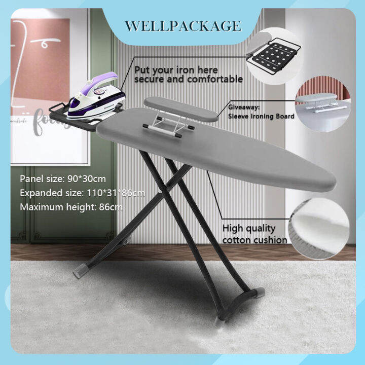 iron board foldable steam ironing board silver plated cloth 7-speed ...