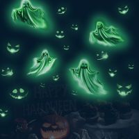 ZZOOI Creative Horror Ghost Luminous Stickers Halloween Decorations For Home Bedroom Room Fluorescent Decals Glow In The Dark Stickers