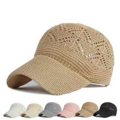 【CC】Summer Women Hollow Baseball Cap Breathable Knitting Caps Holiday Mesh Hats Adjustable Cap Sun Hat Gorras