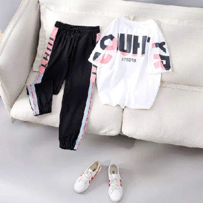 [Spot] casual sportswear suit womens two-piece suit new Korean style summer fashion trends fashionable 2023