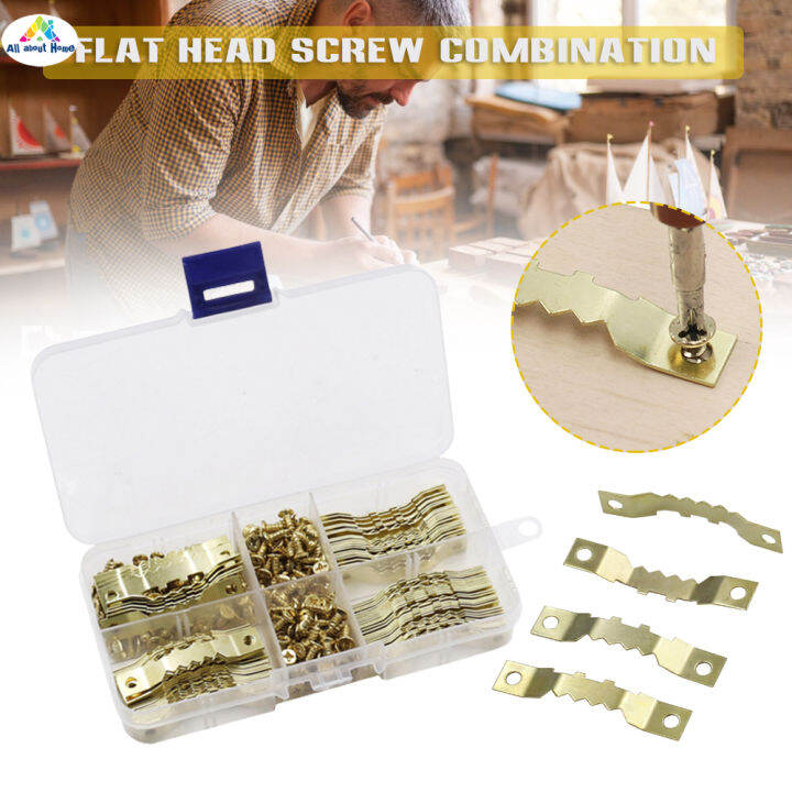 Boxed Gold Doublesided Serrated Hook with Screw Picture Hanging Hooks