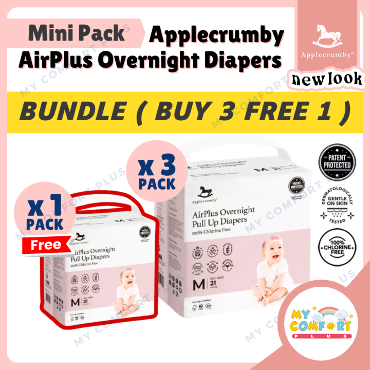 (BUY 3 FREE 1) NEW Applecrumby Chlorine Free Airplus Overnight All Type