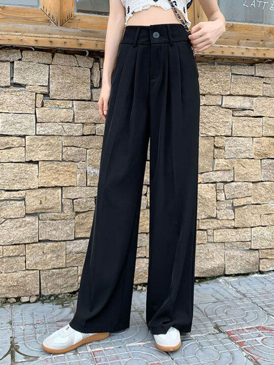 2021-spring-new-korean-style-high-waist-drape-mopping-wide-leg-long-pants-all-match-loose-straight-leg-casual-pants-women