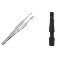 Tweezers for Eyebrows Depilatory Tip Carbon Steel Inclined 9 cm &amp; Ring Stretcher Enlarger Expander Mandrel