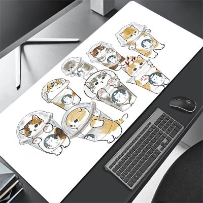 อะนิเมะน่ารักแมว Mousepad เครื่องเกม Office Mousepad เกมคีย์บอร์ดยางแผ่นบนโต๊ะ Otaku Kawaii พรมพีซี Rug XL