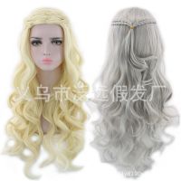 The song of ice and fire power games Danny Liz 70 cm silver points curly hair blonde wig in female