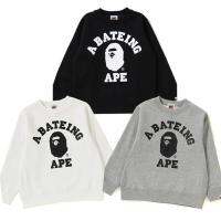 Rolling BAPE เสื้อสเวตเตอร์พิมพ์คอกลมเสื้อผ้าสำหรับฤดูใบไม้ร่วงรูปหัววานรสำหรับเด็กผ้าฝ้ายบริสุทธิ์ทันสมัย