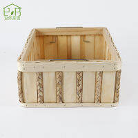 Spot parcel post Spot Goods ins Solid Wood Rectangular Storage Straw Wooden Open Desktop Children Toy Storage Wholesale