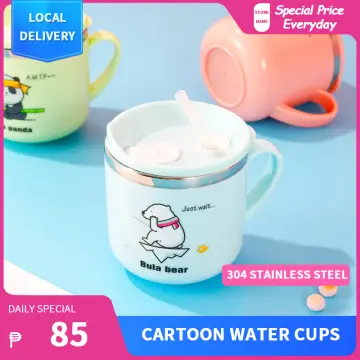 Cup Kids Baby Milk Cup 304 Stainless Steel Cartoon Drink Water Cups with  Lid Drinking Mug