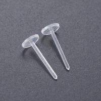 50pcs Simple Clear Plastic Stem Rubber Anti-Allergy Ear Stud Replacement Earring Jewelry