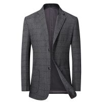 ZZOOI New Arrival Trade Price Men Spring Autumn Youth Plaid Single Breasted Casual Blazers Men Suits Fashion Size M L XL 2XL 3XL