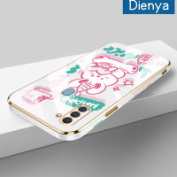 Dienya เคสปลอกสำหรับ Samsung กาแลคซี M11 A11การ์ตูนน่ารักลายโชคดีน่ารักใหม่กรอบสี่เหลี่ยมชุบเคสนิ่มซิลิกาเจลกันกระแทกเคสมือถือรวมทุกฝาครอบป้องกันเลนส์กล้องถ่ายรูป