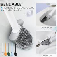 Toilet Brush with Holder Set Silicone Toilet Cleaner Brush Wall Mounted