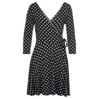 【cw】2019 New Europe and America Cross Border Foreign Trade Dress V Collar Snowflake Dot Milk Silk Dot Black and White Dress 6636 ！