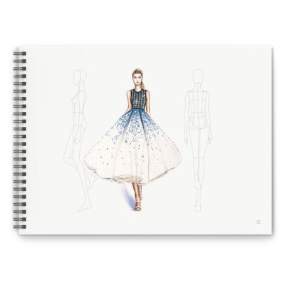 A4 Women Fashion Sketch Book Outline Template Women Wear Fashion Illustration Templates Front Back Side Figure, 50 Sheets Paper