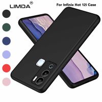 LIMIDA สำหรับ Infinix Hot เคสโทรศัพท์12i,ของเหลวซิลิก้าเจลเลียนแบบ2.2มม. + ผ้าสำลีฝาหลังผิวนอกเนื้อนิ่ม TPU