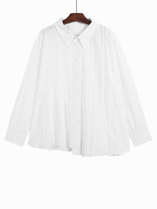 xitao-shirt-loose-women-casual-folds-irregular-top