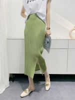 Pleated Skirt Womens 2023 Spring And Summer Casual Fashion All-Match Elegant Front Split Pleated Skirt Niche Design