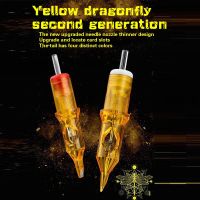 10pcs Yellow Dragonfly II ตลับเข็มสัก,เข็มสักแบบใช้แล้วทิ้งฆ่าเชื้อหลากหลายชนิด Rl/rl/rm/ M1สำหรับเครื่องสัก