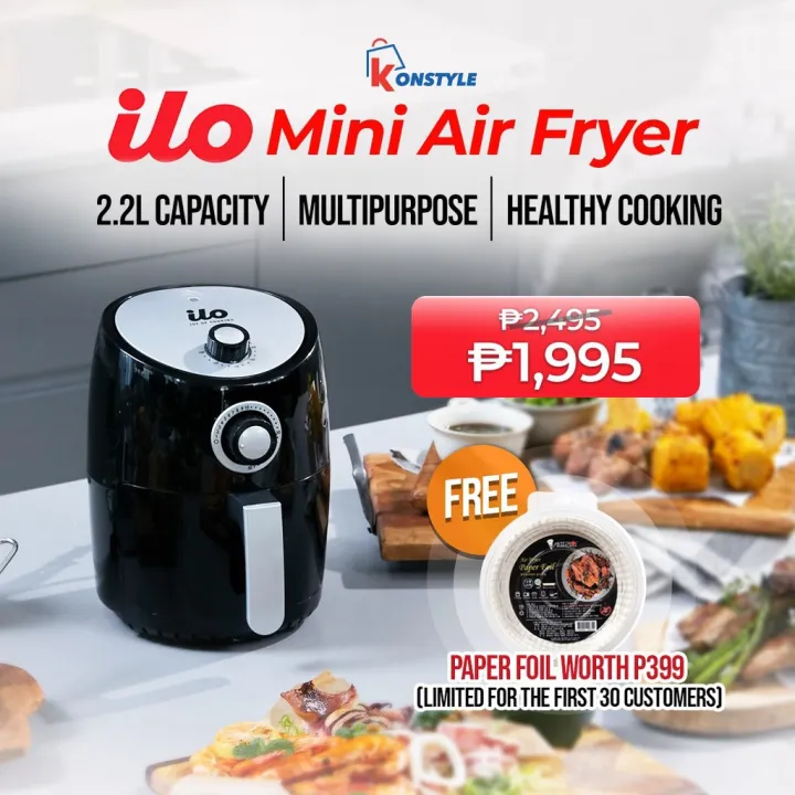 【factory outlet】 ilo 2.2L Mini Air Fryer with Free Paper Foil Lazada PH