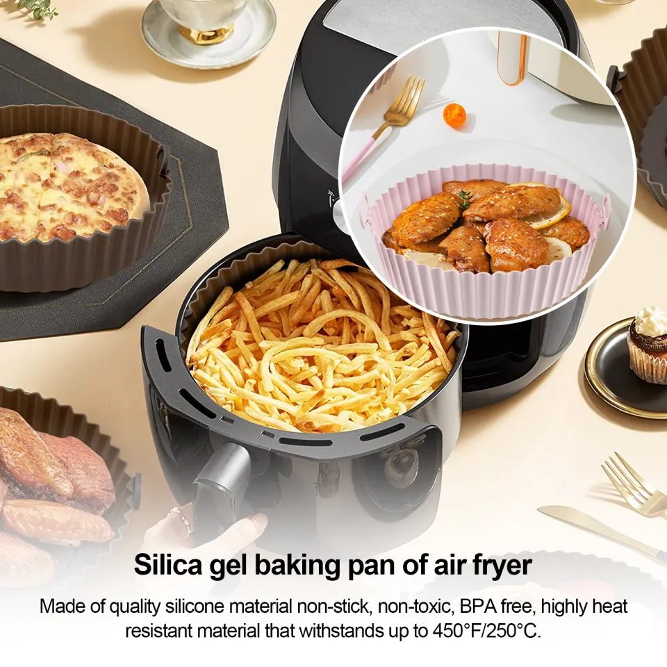 1Pcs Air Fryer Silicone Liners Air Fryer Accessories Round BPA Free Non Stick Silicone Air Fryer Liners Reusable Parchment Paper Replacement, Adult