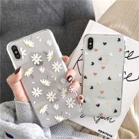 【Great. Cell phone case】Ottwn ล้างกรณีโทรศัพท์สำหรับ iPhone 11 Pro 12 13 Pro Max 7 8พลัส XS XR X หัวใจรักเดซี่ดอกไม้ซิลิโคนอ่อนนุ่มปกกลับกรณี