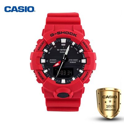 Casio G-Shock รุ่น GA-800-4A นาฬิกา unisex นาฬิกาแฟชั่น สีแดง สายเรซิน (48.6 mm, ตัวเรือนสีแดง, สายสีแดง)