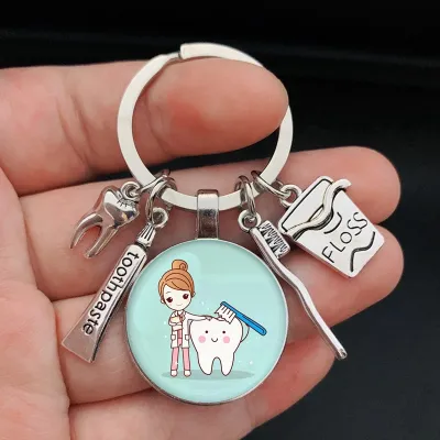【CC】 2021 new dentist dental glass keychain assistant gift care keychain.